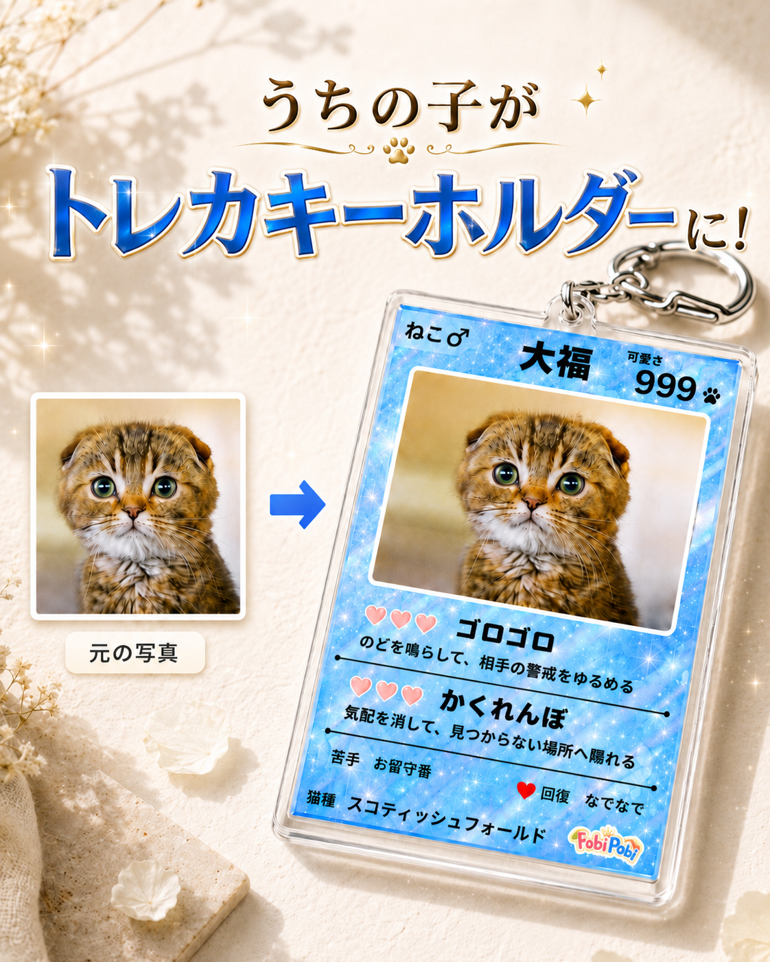 トレカ風うちの子キーホルダー|世界にひとつだけのオリジナルグッズ